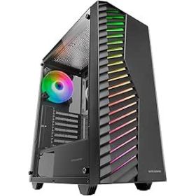 Mars Gaming MC-VOLT Caja Torre ATX - Ventilador ARGB de 120mm - Ventana Lateral de Cristal Templado - Rejilla Frontal ARGB - 7 Ranuras de Expansion - Color Negro