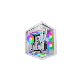 Mars Gaming MCV-ONE Caja Torre ATX - Ventilador de 120mm FRGB Integrado - Cristal Templado Curvo Continuo - Doble Camara - 7 Ranuras de Expansion - 342x286x352mm - Color Blanco