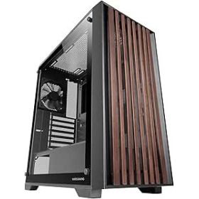 Mars Gaming MC-WOOD Caja Torre ATX - Ventilador FDB de 120mm - Panel de Cristal Templado - Soporta Refrigeracion Liquida hasta 360mm - 7 Ranuras de Expansion - Acabado en Madera - Color Negro