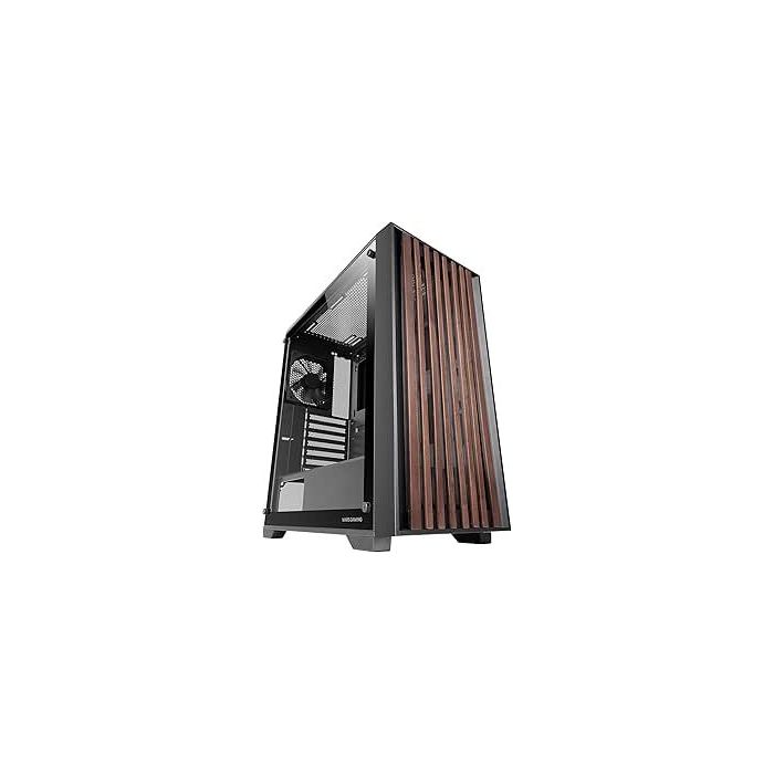 Mars Gaming MC-WOOD Caja Torre ATX - Ventilador FDB de 120mm - Panel de Cristal Templado - Soporta Refrigeracion Liquida hasta 360mm - 7 Ranuras de Expansion - Acabado en Madera - Color Negro