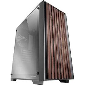 Mars Gaming MC-WOODC Caja Torre ATX - Ventilador FDB de 120mm - Panel de Cristal Cromado - Soporta Refrigeracion Liquida hasta 360mm - 7 Ranuras de Expansion - Acabado en Madera - Color Negro