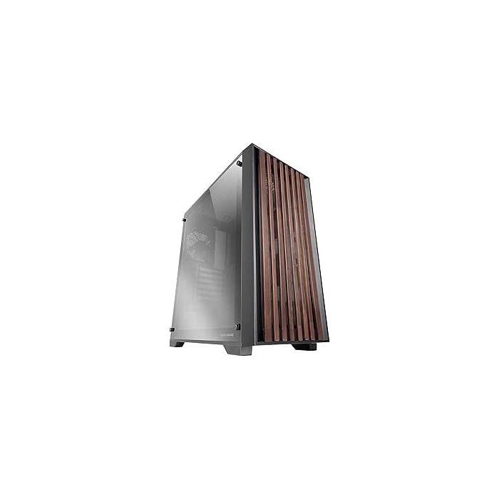 Mars Gaming MC-WOODC Caja Torre ATX - Ventilador FDB de 120mm - Panel de Cristal Cromado - Soporta Refrigeracion Liquida hasta 360mm - 7 Ranuras de Expansion - Acabado en Madera - Color Negro
