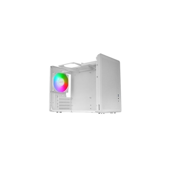 Mars Gaming MC-XPS Minitorre Ultracompacta - Ventilador de 120mm FRGB Trasero - Soporte MicroATX/Mini-ITX - Rejilla de Refrigeracion - Ventana Lateral de Cristal Templado - 392x196x289mm - Color Blanco