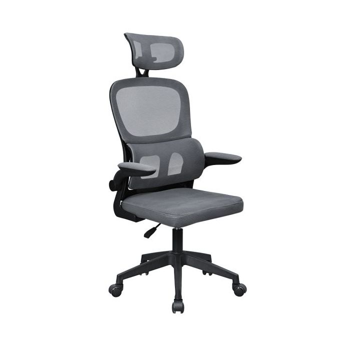 Mars Gaming MGC-ERGOPRO Silla de Oficina Ergonomica - Reposacabezas, Soporte Lumbar y Reposabrazos Ajustable - Malla Transpirable - Asiento de Espuma - 600x610x1300mm - Color Gris y Negro