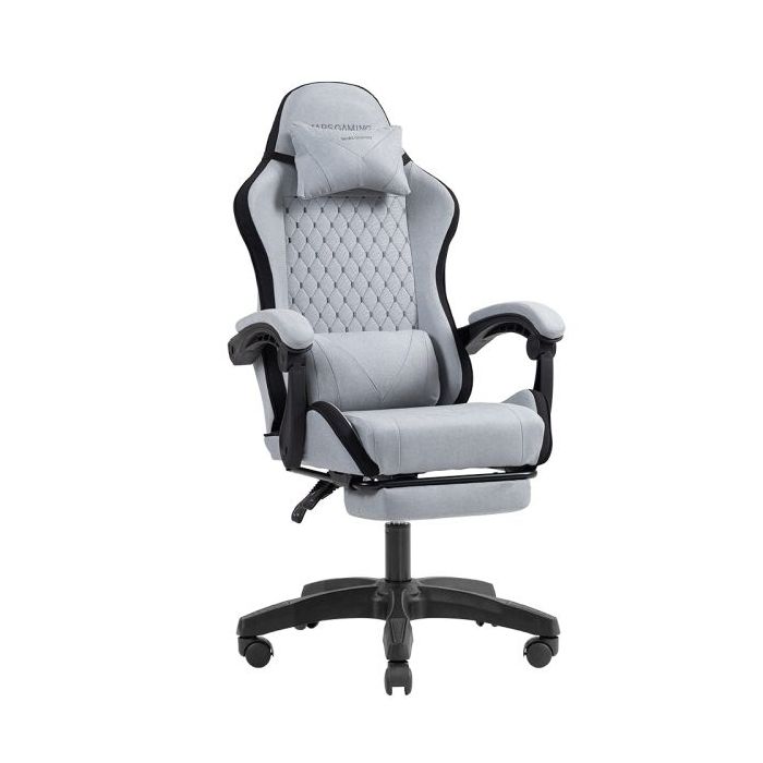 Mars Gaming MGC-X FABRIC Silla Gaming Ergonomica - Reposapies Extensible - Cojines Lumbar y Cervical - 660x540x1250mm - Tejido Transpirable - Color Gris y Negro