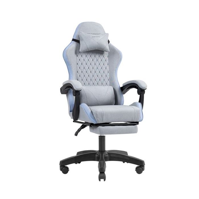Mars Gaming MGC-X FABRIC Silla Gaming Ergonomica - Reposapies Extensible - Cojines Lumbar y Cervical - 660x540x1250mm - Tejido Transpirable - Color Gris y Azul
