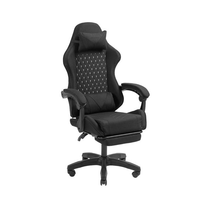 Mars Gaming MGC-X FABRIC Silla Gaming Ergonomica - Reposapies Extensible - Cojines Lumbar y Cervical - 660x540x1250mm - Tejido Transpirable - Color Negro