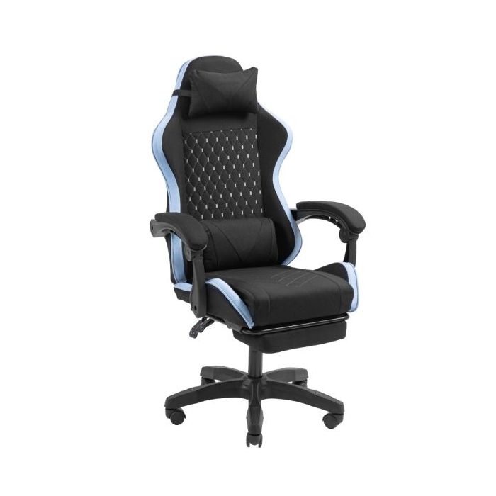 Mars Gaming MGC-X FABRIC Silla Gaming Ergonomica - Reposapies Extensible - Cojines Lumbar y Cervical - 660x540x1250mm - Tejido Transpirable - Color Negro y Azul
