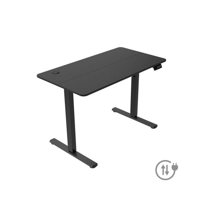 Mars Gaming MGD-ERGOPRO Mesa Gaming Motorizada - Altura Regulable hasta 118cm - Soportes Auriculares y Bebidas - Gestion de Cables - Estructura Acero - 110x60x1.5cm - Acabado en Fibra de Carbono - Color Negro