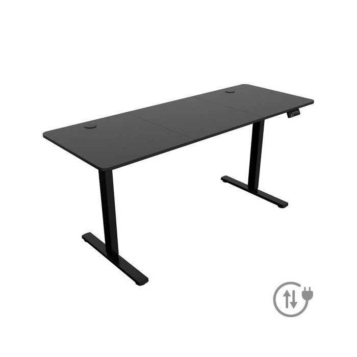 Mars Gaming MGD-ERGOPRO160 Mesa Gaming Motorizada - Altura Regulable hasta 118cm - Soportes Auriculares y Bebidas - Gestion de Cables - Estructura Acero - 160x60x1.5cm - Acabado en Fibra de Carbono - Color Negro