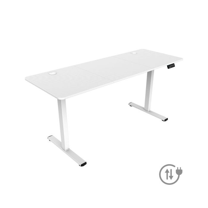 Mars Gaming MGD-ERGOPRO160 Mesa Gaming Motorizada - Altura Regulable hasta 118cm - Soportes Auriculares y Bebidas - Gestion de Cables - Estructura Acero - 160x60x1.5cm - Acabado en Fibra de Carbono - Color Blanco