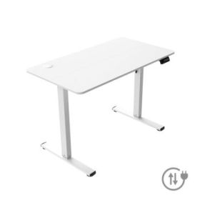 Mars Gaming MGD-ERGOPRO Mesa Gaming Motorizada - Altura Regulable hasta 118cm - Soportes Auriculares y Bebidas - Gestion de Cables - Estructura Acero - 110x60x1.5cm - Acabado en Fibra de Carbono - Color Blanco