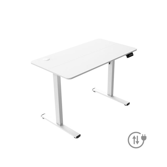 Mars Gaming MGD-ERGOPRO Mesa Gaming Motorizada - Altura Regulable hasta 118cm - Soportes Auriculares y Bebidas - Gestion de Cables - Estructura Acero - 110x60x1.5cm - Acabado en Fibra de Carbono - Color Blanco