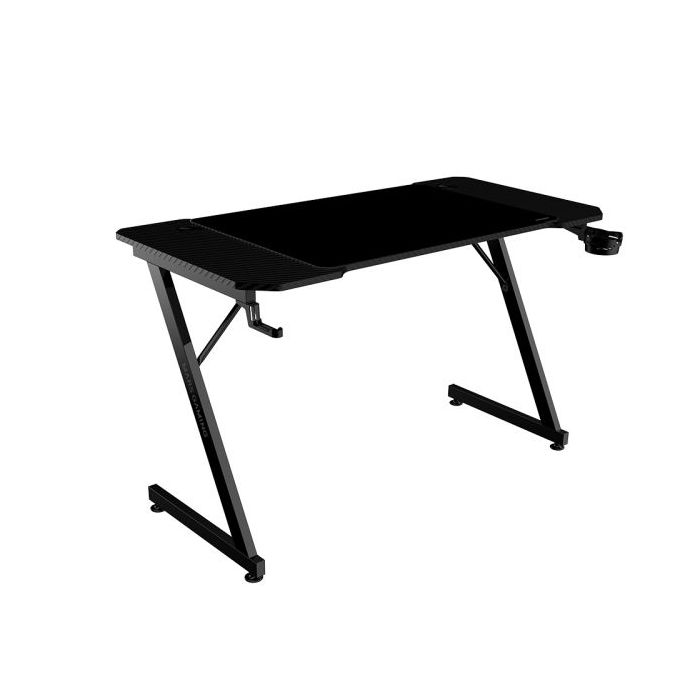 Mars Gaming MGD-X120 Mesa Gaming - Soportes Auriculares y Bebidas - Alfombrilla XXL - Estructura Acero - 120x60x1.5cm - Acabado en Fibra de Carbono - Color Negro