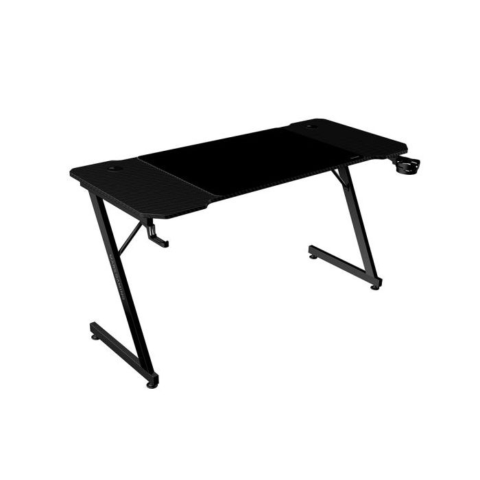 Mars Gaming MGD-X140 Mesa Gaming - Soportes Auriculares y Bebidas - Alfombrilla XXL - Estructura Acero - 140x60x1.5cm - Acabado en Fibra de Carbono - Color Negro