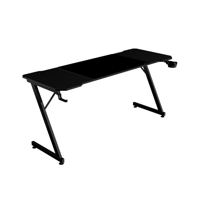 Mars Gaming MGD-X160 Mesa Gaming - Soportes Auriculares y Bebidas - Alfombrilla XXL - Estructura Acero - 160x60x1.5cm - Acabado en Fibra de Carbono - Color Negro