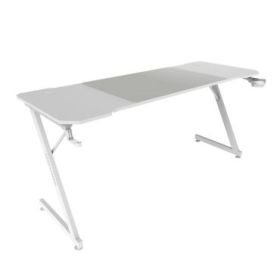 Mars Gaming MGD-X160 Mesa Gaming - Soportes Auriculares y Bebidas - Alfombrilla XXL - Estructura Acero - 160x60x1.5cm - Acabado en Fibra de Carbono - Color Blanco