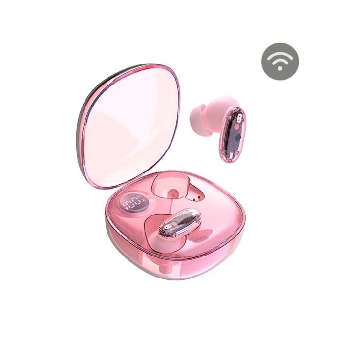 Mars Gaming MHIB2 Auriculares Bluetooth 5.4 - Microfono Integrado - Autonomia hasta 7h - Indicador LED - Semitransparente - 60x60x30mm - Color Rosa