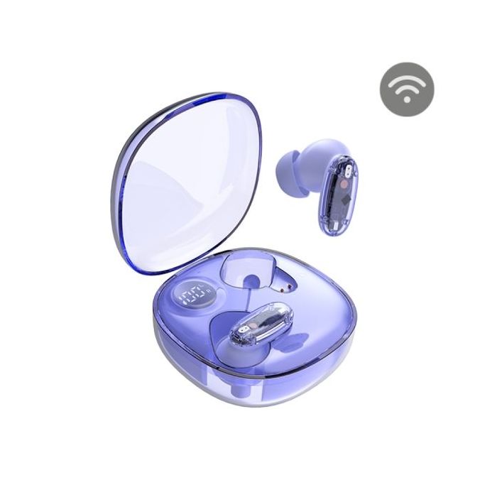Mars Gaming MHIB2 Auriculares Bluetooth 5.4 - Microfono Integrado - Autonomia hasta 7h - Indicador LED - Semitransparente - 60x60x30mm - Color Morado