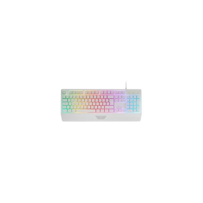 Mars Gaming MK124 Teclado Completo Hibrido H-Mech - Almohadilla Integrada - Disposicion Francesa AZERTY FR - Iluminacion FRGB - 450x181x36mm - Color Blanco