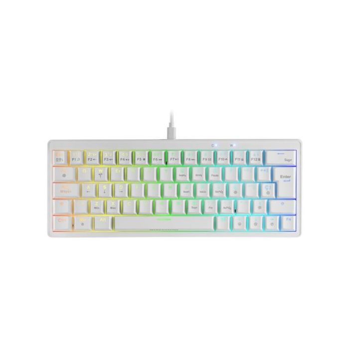 Mars Gaming MKMINIPRO Teclado Compacto Hibrido H-Mech - Switch SKN Azul - Disposicion Portuguesa QWERTY PT - Iluminacion RGB Chroma - 300x114x42mm - Color Blanco