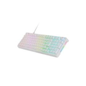 Mars Gaming MKPRO Teclado Completo Hibrido H-Mech - Switch SKN Amarillo - Disposicion Francesa AZERTY FR - Iluminacion RGB Chroma - 385x140x40mm - Color Blanco