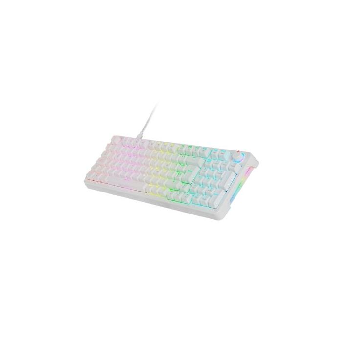 Mars Gaming MKPRO Teclado Completo Hibrido H-Mech - Switch SKN Amarillo - Disposicion Italiana QWERTY IT - Iluminacion RGB Chroma - 385x140x40mm - Color Blanco