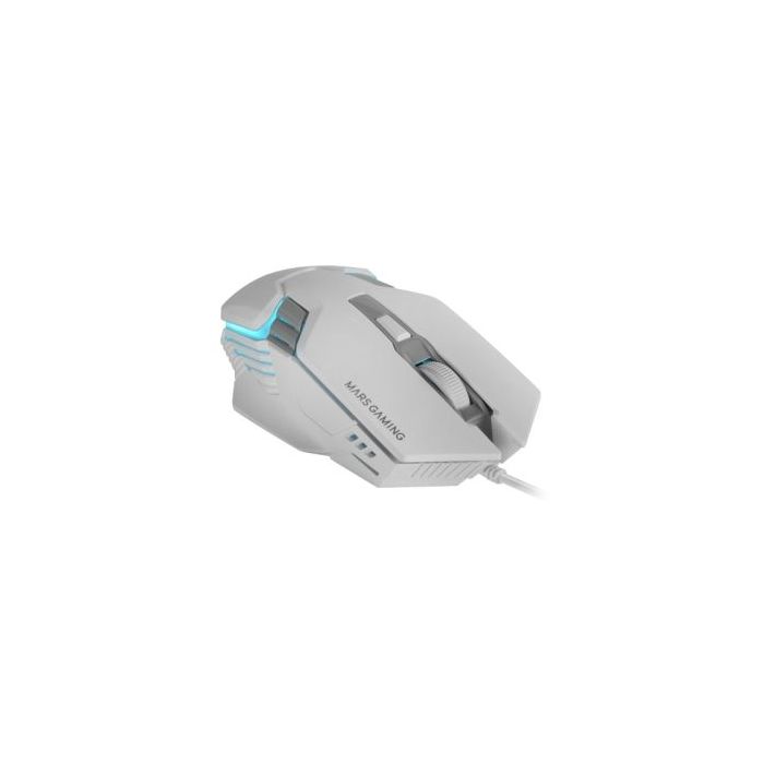 Mars Gaming MM024 Raton Gaming Optico - Sensor 4000dpi - Switches HUANO - Iluminacion RGB - 127x73x35mm - Color Blanco