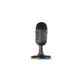 Mars Gaming MMIC-CX Microfono Gaming - Cancelacion de Ruido ENC - USB Plug and Play - Condensador Cardioide Profesional - Inclinacion Ajustable - Iluminacion ARGB Tactil - 90x90x165mm - Color Negro