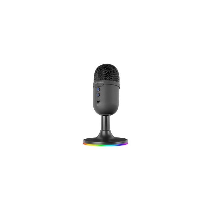 Mars Gaming MMIC-CX Microfono Gaming - Cancelacion de Ruido ENC - USB Plug and Play - Condensador Cardioide Profesional - Inclinacion Ajustable - Iluminacion ARGB Tactil - 90x90x165mm - Color Negro