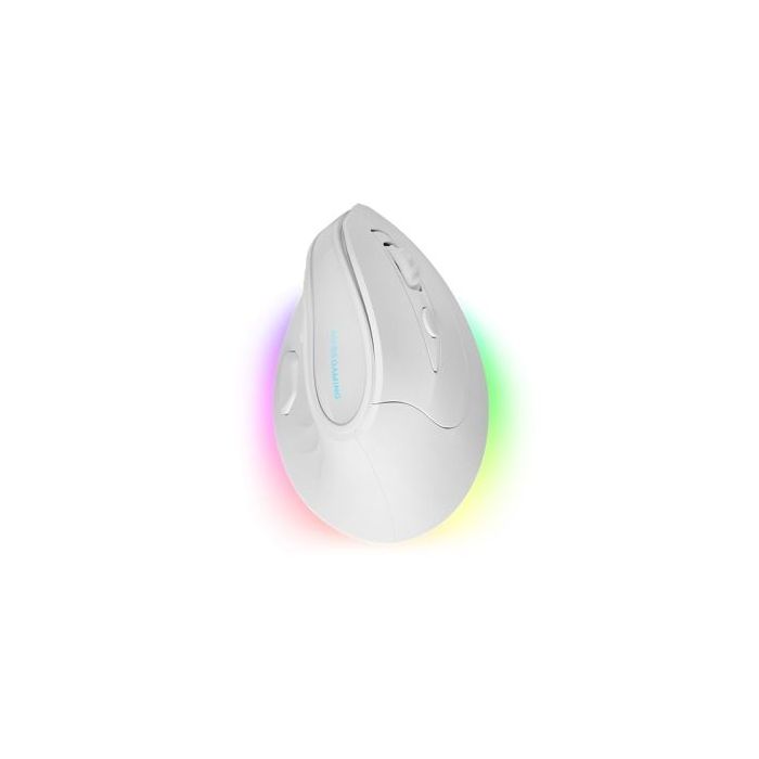 Mars Gaming MM-SK Raton Gaming Inalambrico Vertical para Diestros - Sensor 8400dpi - Bluetooth 5.1 - RF 2.4Ghz - Switches HUANO - Iluminacion RGB - 109x73x76mm - Color Blanco