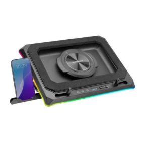 Mars Gaming MNBC-ULTRA Soporte de Sobremesa para Portatiles hasta 18" - Ventilador de 140mm - Iluminacion RGB - Ajustable con 5 Posiciones - Hub con 4xUSB-A - 420x340x55mm - Color Negro