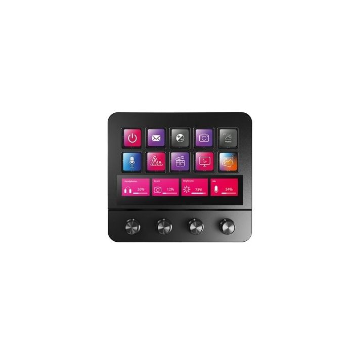 Mars Gaming MSD-PRO Dispositivo de Control para Retransmisiones/Streaming, Trabajo, Gaming - 10 Teclas LCD - 4 Diales Personalizables - Software Personalizable - 137x124x50mm - Color Negro