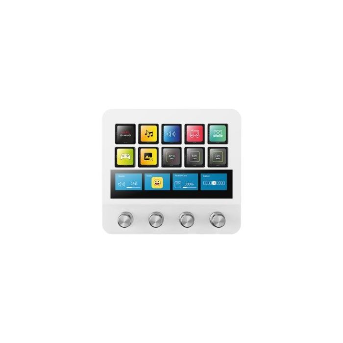 Mars Gaming MSD-PRO Dispositivo de Control para Retransmisiones/Streaming, Trabajo, Gaming - 10 Teclas LCD - 4 Diales Personalizables - Software Personalizable - 137x124x50mm - Color Blanco