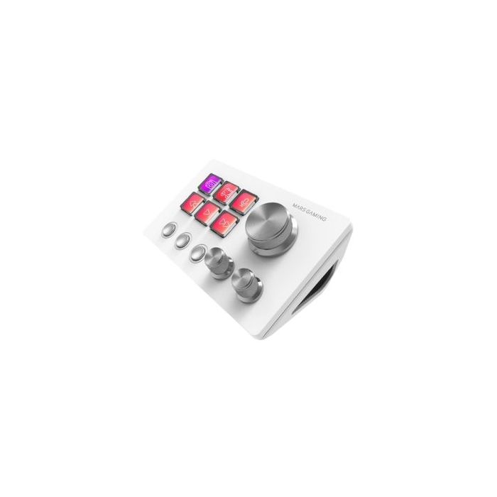 Mars Gaming MSD-TWO Dispositivo de Control para Retransmisiones/Streaming, Trabajo, Gaming - 6 Teclas LCD y 3 Botones - 3 Ruedas Multifuncionales - Software Personalizable - 132x81x61mm - Color Blanco