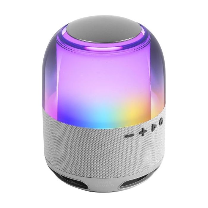 Mars Gaming MS-FLOW Altavoz Bluetooth de 15W - Luces RGB 360 Grados - Bateria de 2000mAh - Compacto - Alcance hasta 10m - Color Blanco