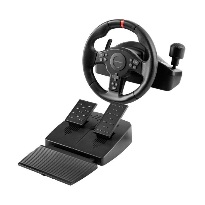 Mars Gaming MWH-RSXONE Juego de Volante 270º y Pedales de Carreras XL - Respuesta Instantanea - Vibracion Inmersiva - Levas y Palanca Secuencial Integrada - 11 Botones - DPad - 260x275x240mm - Color Negro