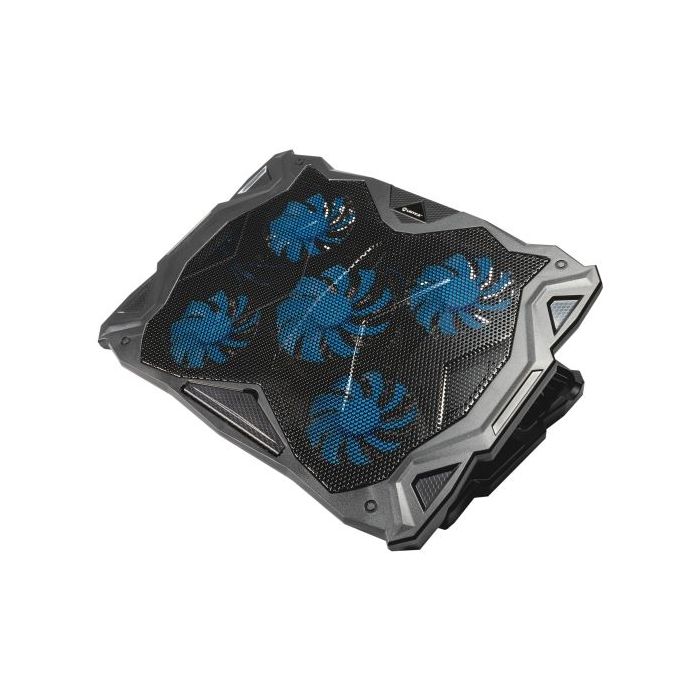Unykach Candy C500 Base de Refrigeracion - 5 Ventiladores LED Azul - Altura Ajustable en 5 Posiciones - Estructura Resistente - 2 Puertos USB - Color Negro