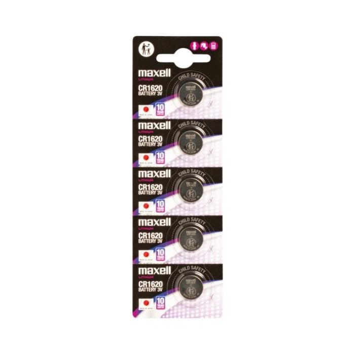 Maxell Lithium CR1620 Pack de 5 Pilas 3V