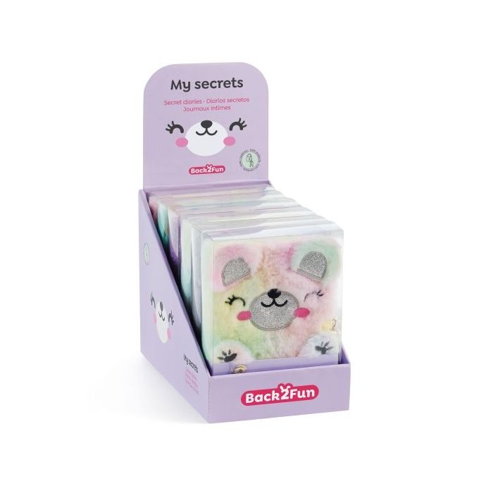 Miquel Rius Back2Fun Expositor con 9 Diarios Secretos Peluches Animales - 3 de cada Modelo Oso, Koala y Gato - Cierre con Llave