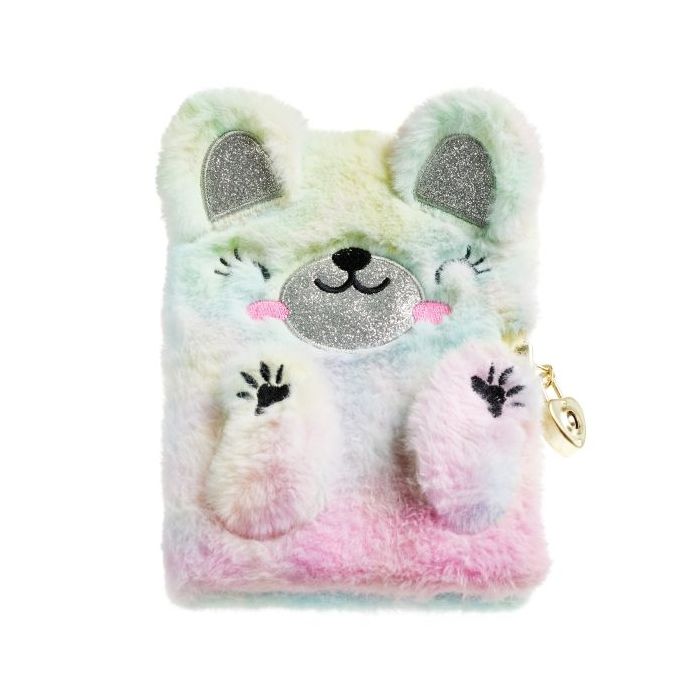 Miquel Rius Back2Fun Diario Secreto Peluche Oso Arcoiris - 80 Hojas Rayadas de Papel 80gr - Cierre con Llave