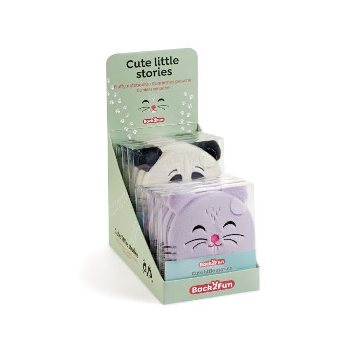 Miquel Rius Back2Fun Expositor con 8 Cuadernos Peluche - 160 Hojas de Papel 80 g/m2 - 4 de cada Modelo Panda y Hamster