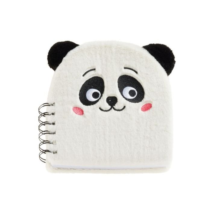 Miquel Rius Back2Fun Cuaderno Peluche Panda - 160 Hojas Lisas de Papel 80 g/m2 - Guardas Estampadas y Primera Pagina con Portadilla