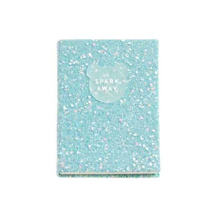 Miquel Rius Back2Fun Cuaderno Encolado con Cubierta de Purpurina Azul y Patch de Silicona - 96 Hojas Lisas de Papel 100 g/m2