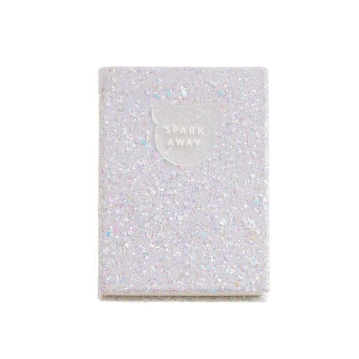 Miquel Rius Back2Fun Cuaderno Encolado con Cubierta de Purpurina Blanco y Patch de Silicona - 96 Hojas Punteadas de Papel 100 g/m2