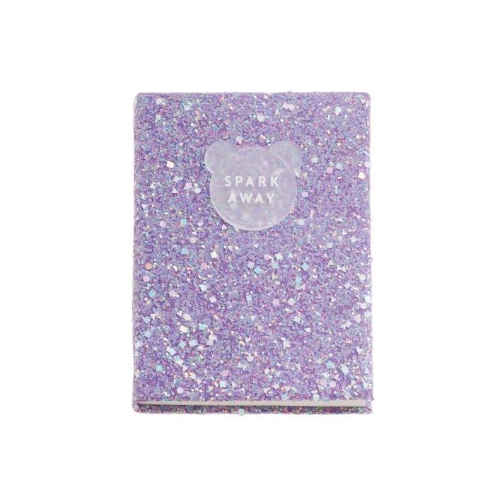 Miquel Rius Back2Fun Cuaderno Encolado con Cubierta de Purpurina Lila y Patch de Silicona - 96 Hojas Punteadas de Papel 100 g/m2