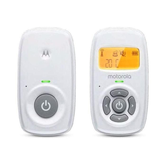 Motorola Nursery AM24 Vigilabebes de Audio - Alcance hasta 300m en Exterior y 50m en Interior - Conexion DECT - Sensor de Temperatura - Color Blanco