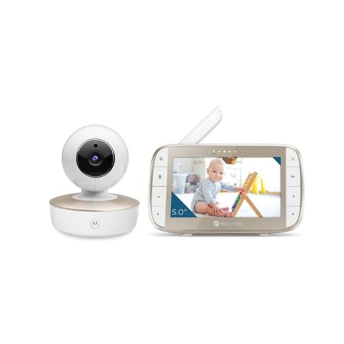 Motorola Nursery VM50G Vigilabebes con Camara - Vision Nocturna - Comunicacion Bidireccional - Pantalla 5" - Sensor de Temperatura - Color Blanco