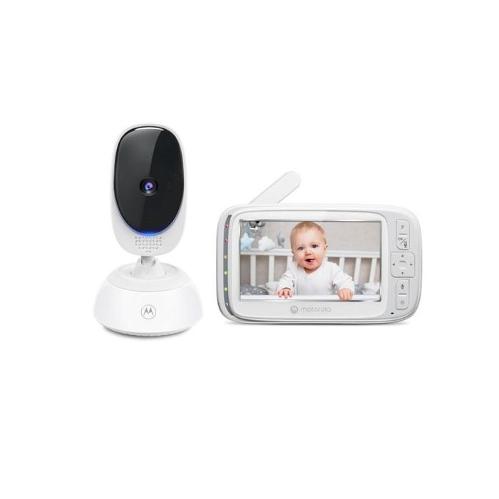 Motorola Nursery VM75 Vigilabebes con Camara - Sonidos de nanas - Comunicacion Bidireccional - Pantalla 5" - Sensor de Temperatura - Color Blanco