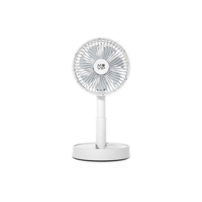 Muvip Ventilador de Sobremesa Portatil Plegable 5W 15cm de Diametro - 4 Velocidades - Angulo Ajustable hasta 90º - Autonomia hasta 12h - Color Blanco